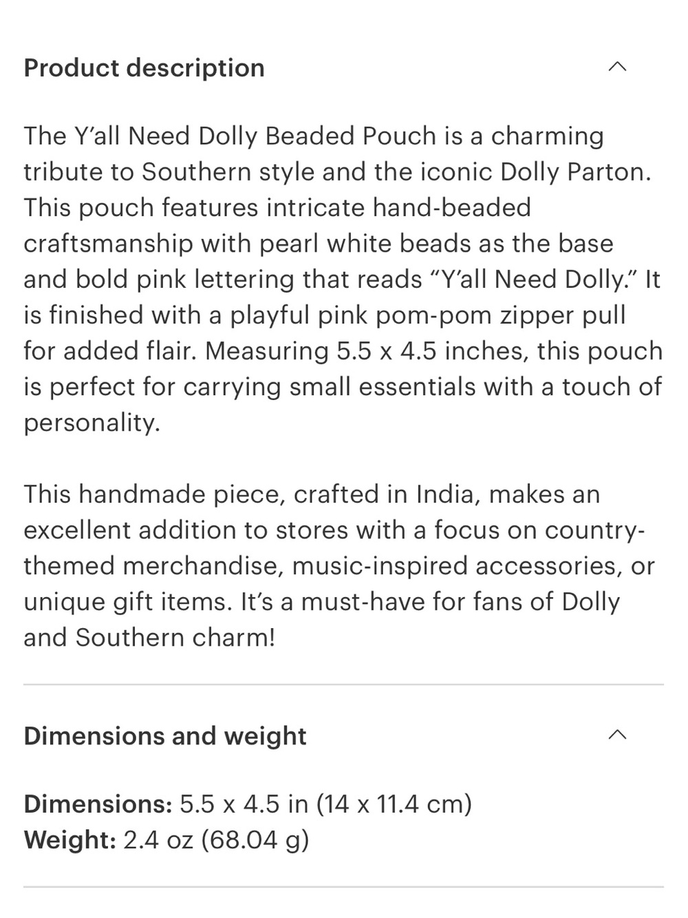 Ya'll Need Dolly Beaded Pouch - Dolly Parton White with Pink Accents - Handmade - Picture 2 of 10